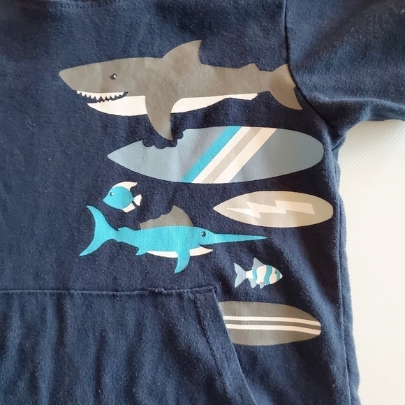K1135 * Garanimals Shark Short Sleeve Pullover Style Hoodie Blue 4T - Picture 7 of 8